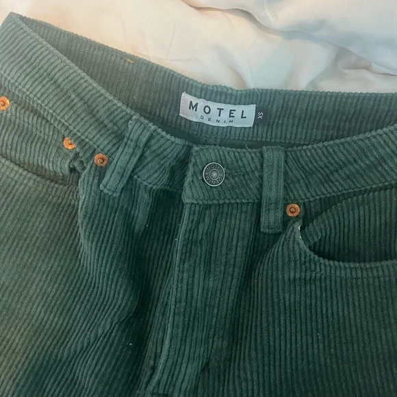 Motel Rocks x Olivia Neill Bootleg Jeans in Cord Green - Picture 8 of 16